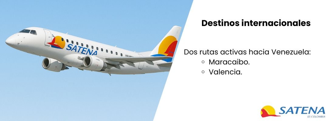 Destinos internacionales de Satena
