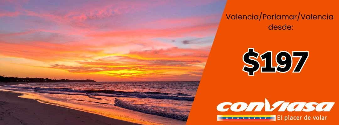 Tarifa Valencia - Porlamar con Conviasa