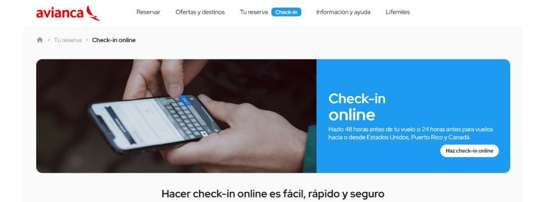 Paso 1 Web Check-in Avianca