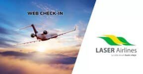 imagen de avion con logo de laser airlines y titulo de web check in